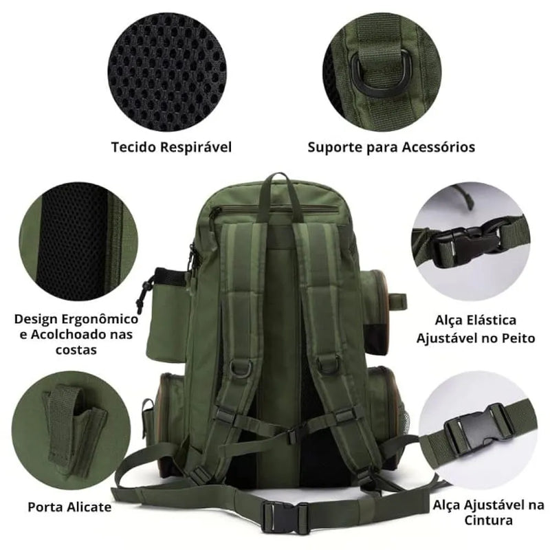 Mochila Para Pesca Multifuncional Profissional - Bassdash