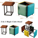 CubeSmart 5 em 1 – Puff Multifuncional com Rodízios