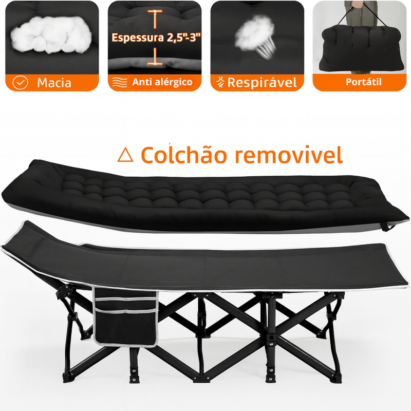 Vento Norte SkyRest 600 — Cama Dobrável Premium com Colchão Removível