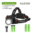 Lanterna de Cabeça Nativo UltraBeam - Zoom e USB | Nativo Camping