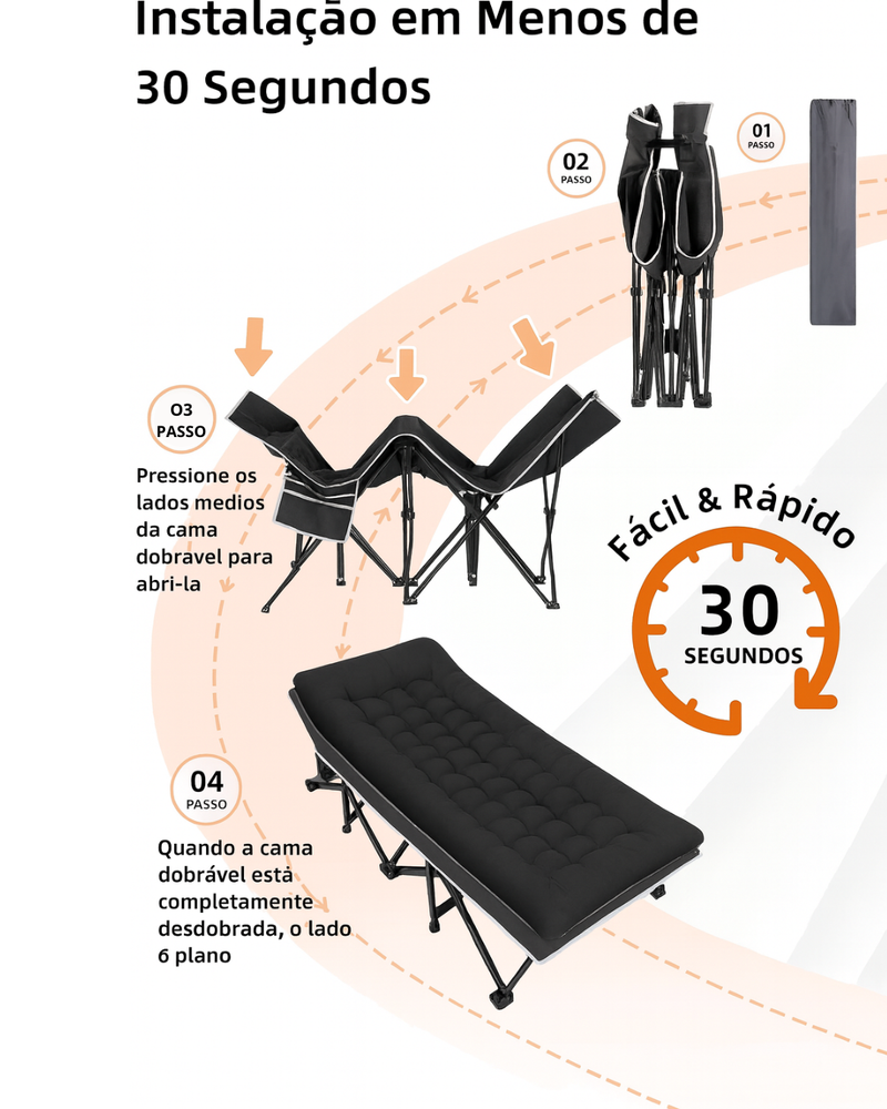 Vento Norte SkyRest 600 — Cama Dobrável Premium com Colchão Removível