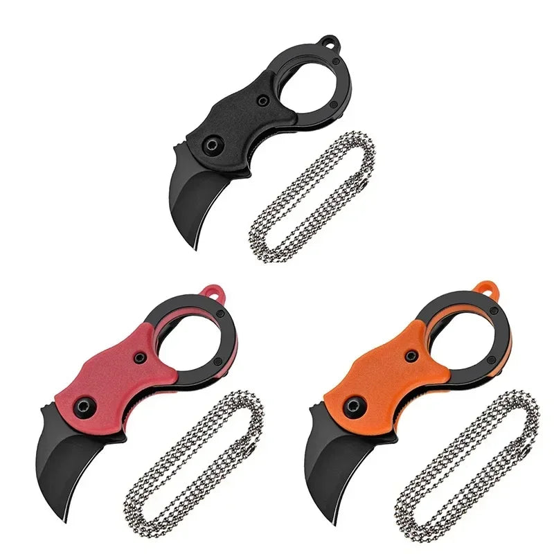 Mini Canivete de Bolso – Aço Inoxidável Portátil com Corrente